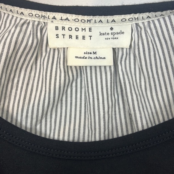 Kate Spade‎ Broome Street Blouse Mixed Media Ruffle Hem Striped Top Size M - Picture 8 of 9